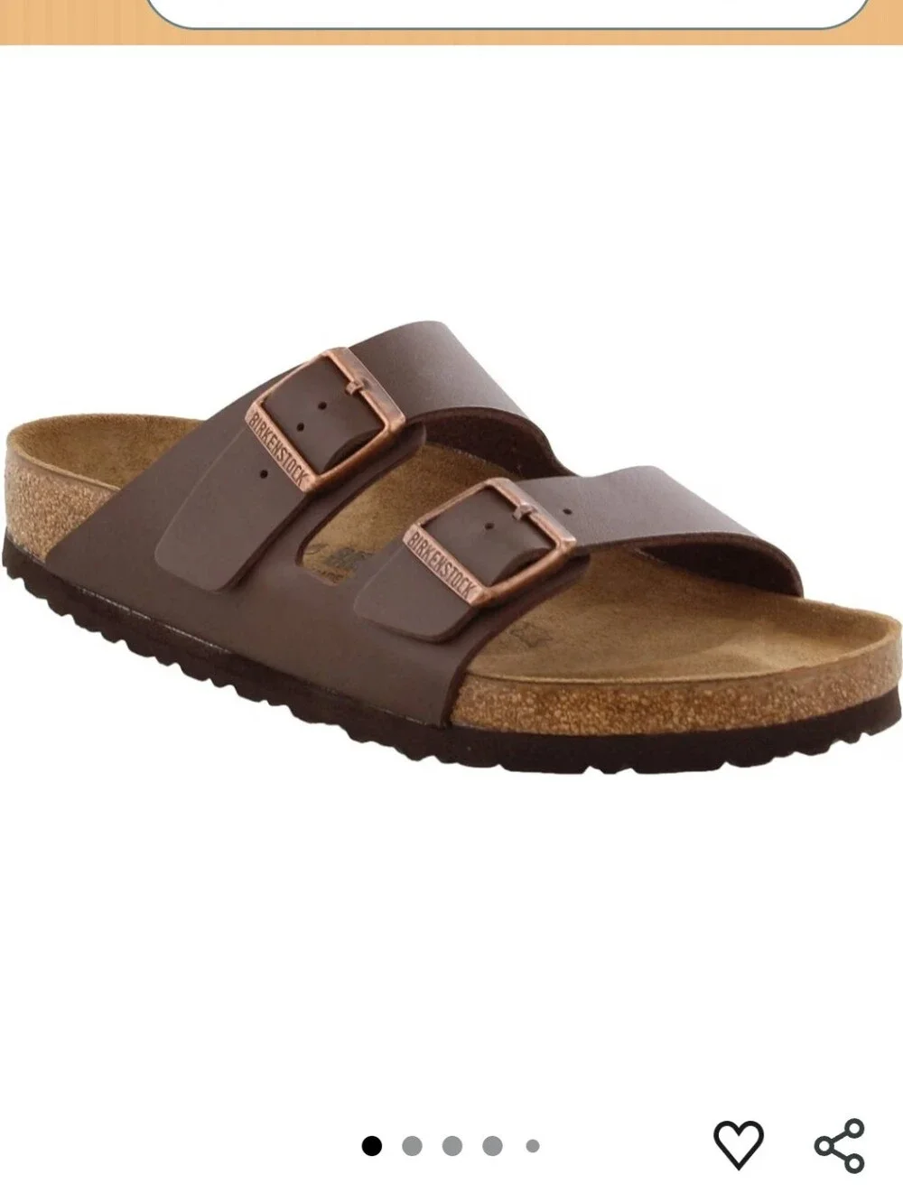 Birkenstock  Two-Strap Sandal in Brown with Copper Buckles